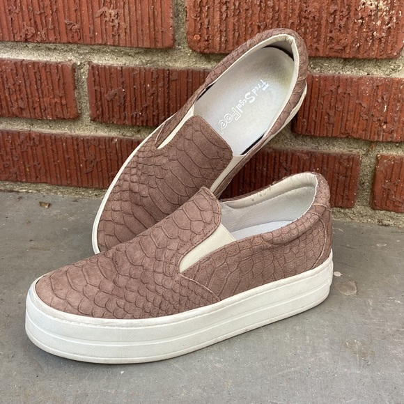 Fred Segal Feet Platform Croc Embossed Leather Sneakers - Picture 1 of 12